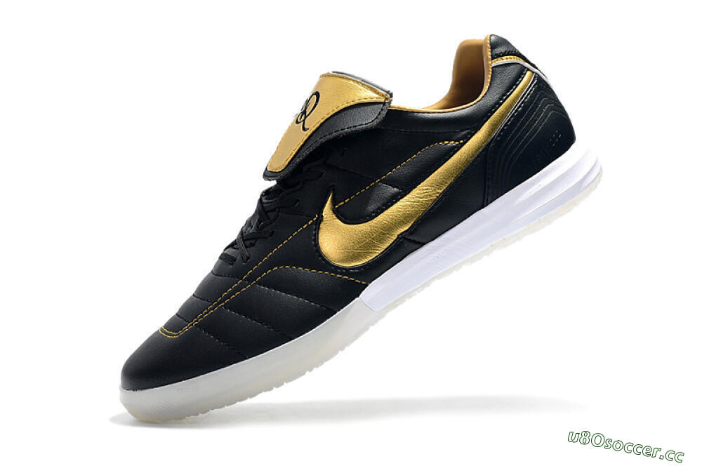 Men's Nike Tiempo Legend 7 Elite R10 IC Indoor & Futsal Low-Tops Football Shoes - Black/Gold/White 8