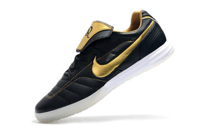 Men's Nike Tiempo Legend 7 Elite R10 IC Indoor & Futsal Low-Tops Football Shoes - Black/Gold/White