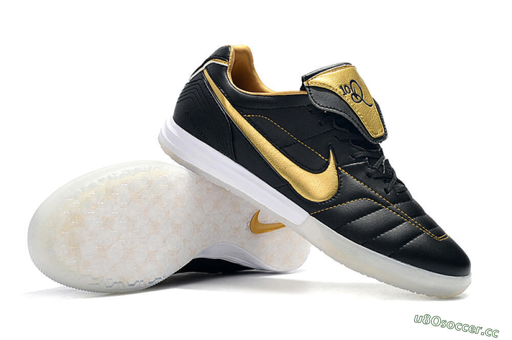 Men's Nike Tiempo Legend 7 Elite R10 IC Indoor & Futsal Low-Tops Football Shoes - Black/Gold/White 4