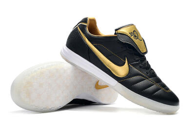 Men's Nike Tiempo Legend 7 Elite R10 IC Indoor & Futsal Low-Tops Football Shoes - Black/Gold/White