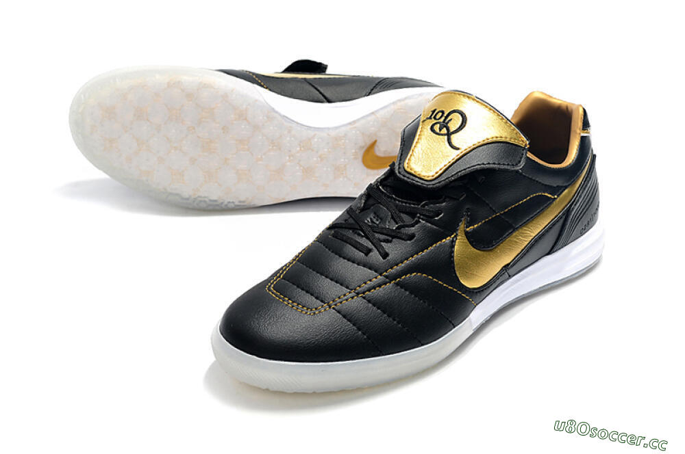 Men's Nike Tiempo Legend 7 Elite R10 IC Indoor & Futsal Low-Tops Football Shoes - Black/Gold/White 3