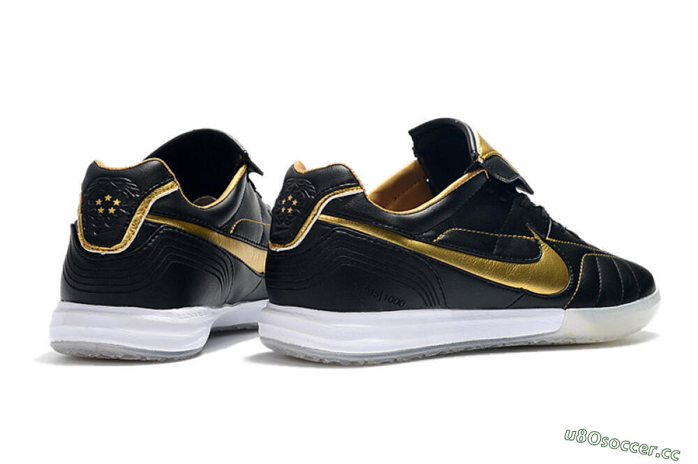 Men's Nike Tiempo Legend 7 Elite R10 IC Indoor & Futsal Low-Tops Football Shoes - Black/Gold/White 9