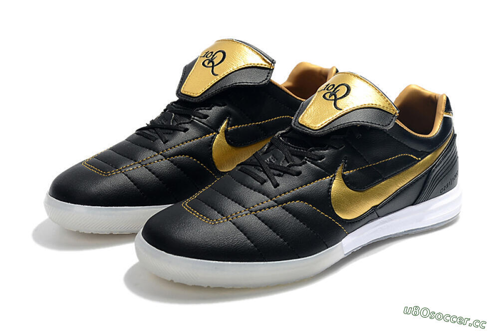 Men's Nike Tiempo Legend 7 Elite R10 IC Indoor & Futsal Low-Tops Football Shoes - Black/Gold/White 5