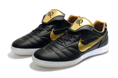 Men's Nike Tiempo Legend 7 Elite R10 IC Indoor & Futsal Low-Tops Football Shoes - Black/Gold/White