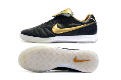 Men's Nike Tiempo Legend 7 Elite R10 IC Indoor & Futsal Low-Tops Football Shoes - Black/Gold/White