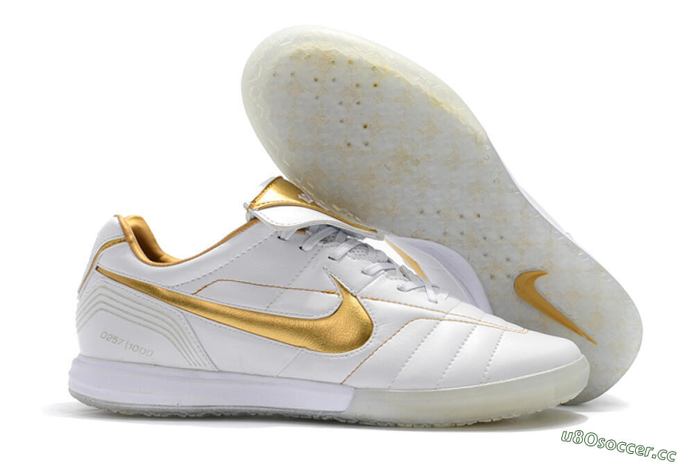 Men's Nike Tiempo Legend 7 Elite R10 IC Indoor & Futsal Low-Tops Football Shoes - White/Gold 2