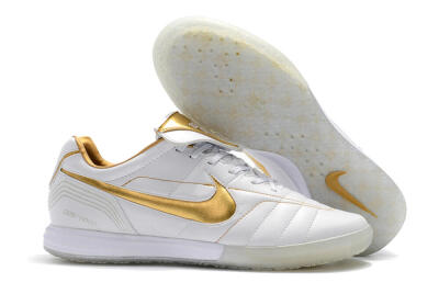 Men's Nike Tiempo Legend 7 Elite R10 IC Indoor & Futsal Low-Tops Football Shoes - White/Gold