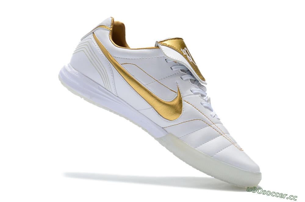 Men's Nike Tiempo Legend 7 Elite R10 IC Indoor & Futsal Low-Tops Football Shoes - White/Gold 7