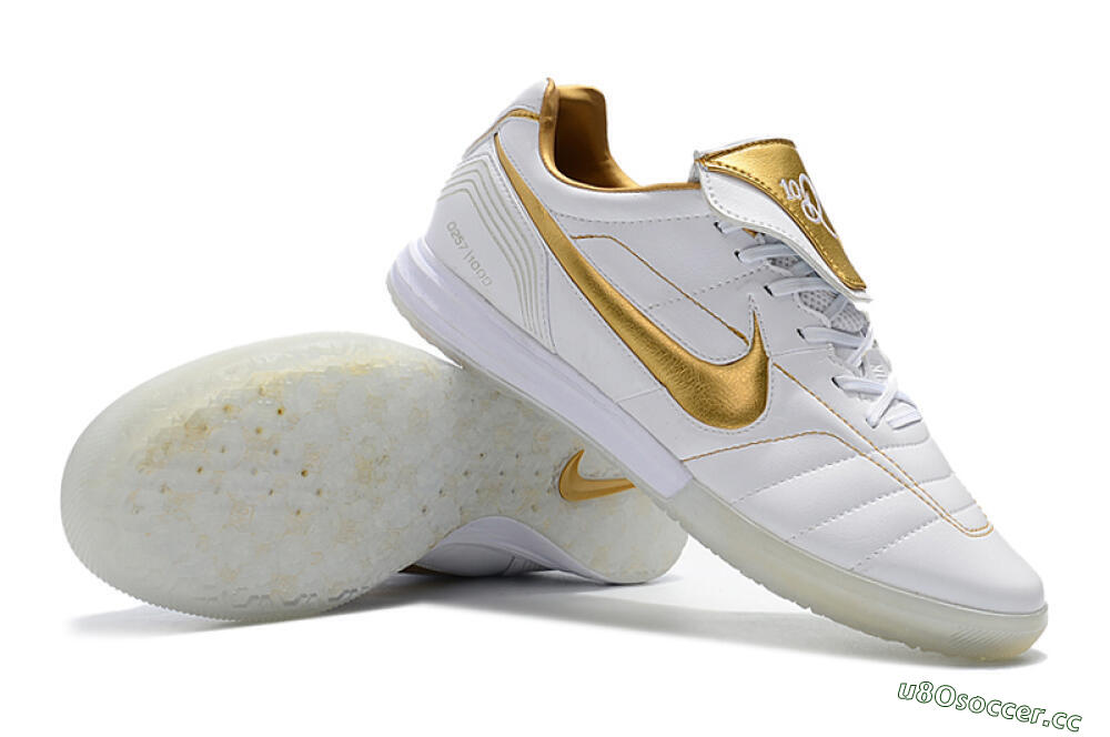 Men's Nike Tiempo Legend 7 Elite R10 IC Indoor & Futsal Low-Tops Football Shoes - White/Gold 4