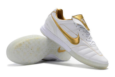 Men's Nike Tiempo Legend 7 Elite R10 IC Indoor & Futsal Low-Tops Football Shoes - White/Gold