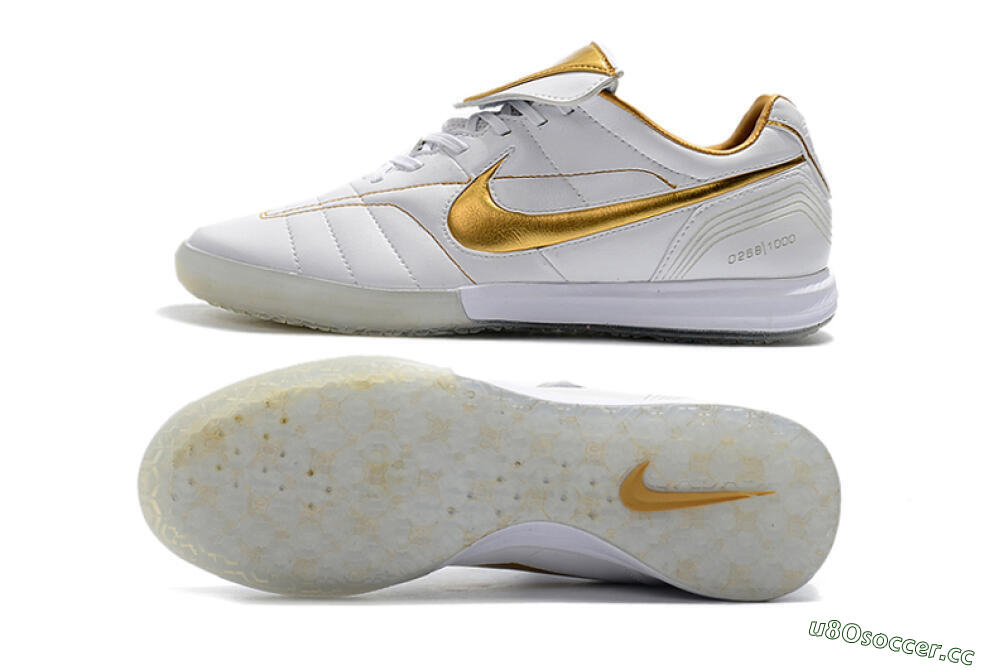 Men's Nike Tiempo Legend 7 Elite R10 IC Indoor & Futsal Low-Tops Football Shoes - White/Gold 1