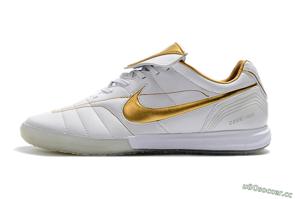 Men's Nike Tiempo Legend 7 Elite R10 IC Indoor & Futsal Low-Tops Football Shoes - White/Gold 0