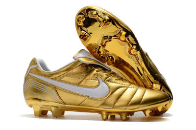 Men's Nike Tiempo Legend 7 Elite R10 FG Firm Ground Low-Tops Football Boots - Gold/White