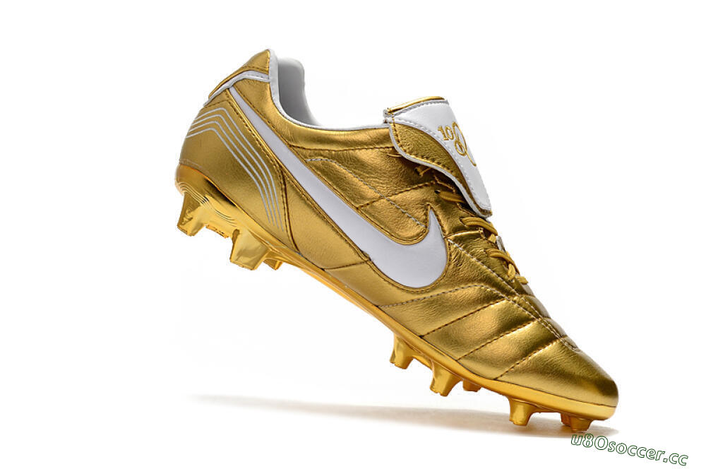 Men's Nike Tiempo Legend 7 Elite R10 FG Firm Ground Low-Tops Football Boots - Gold/White 7