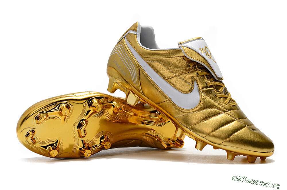 Men's Nike Tiempo Legend 7 Elite R10 FG Firm Ground Low-Tops Football Boots - Gold/White 4