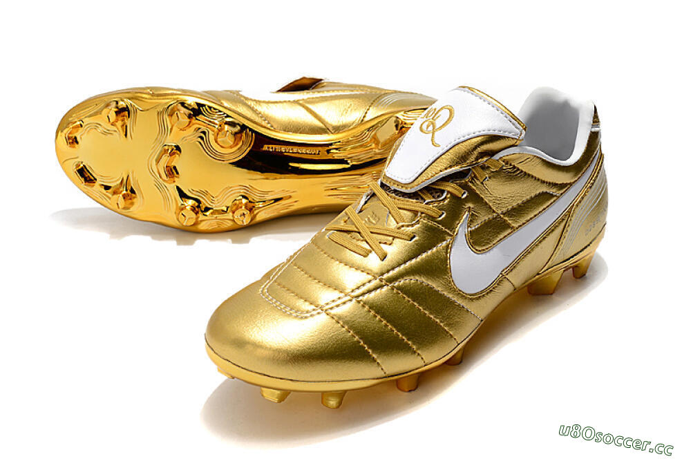 Men's Nike Tiempo Legend 7 Elite R10 FG Firm Ground Low-Tops Football Boots - Gold/White 3