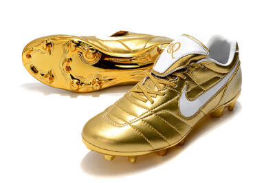 Men's Nike Tiempo Legend 7 Elite R10 FG Firm Ground Low-Tops Football Boots - Gold/White