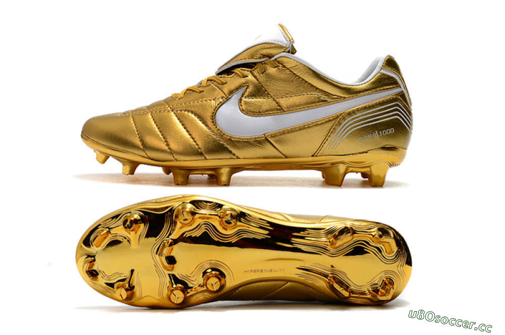 Men's Nike Tiempo Legend 7 Elite R10 FG Firm Ground Low-Tops Football Boots - Gold/White 1