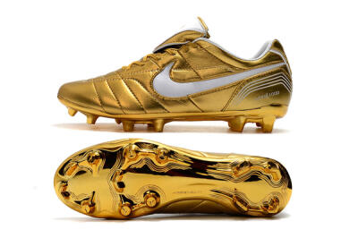 Men's Nike Tiempo Legend 7 Elite R10 FG Firm Ground Low-Tops Football Boots - Gold/White
