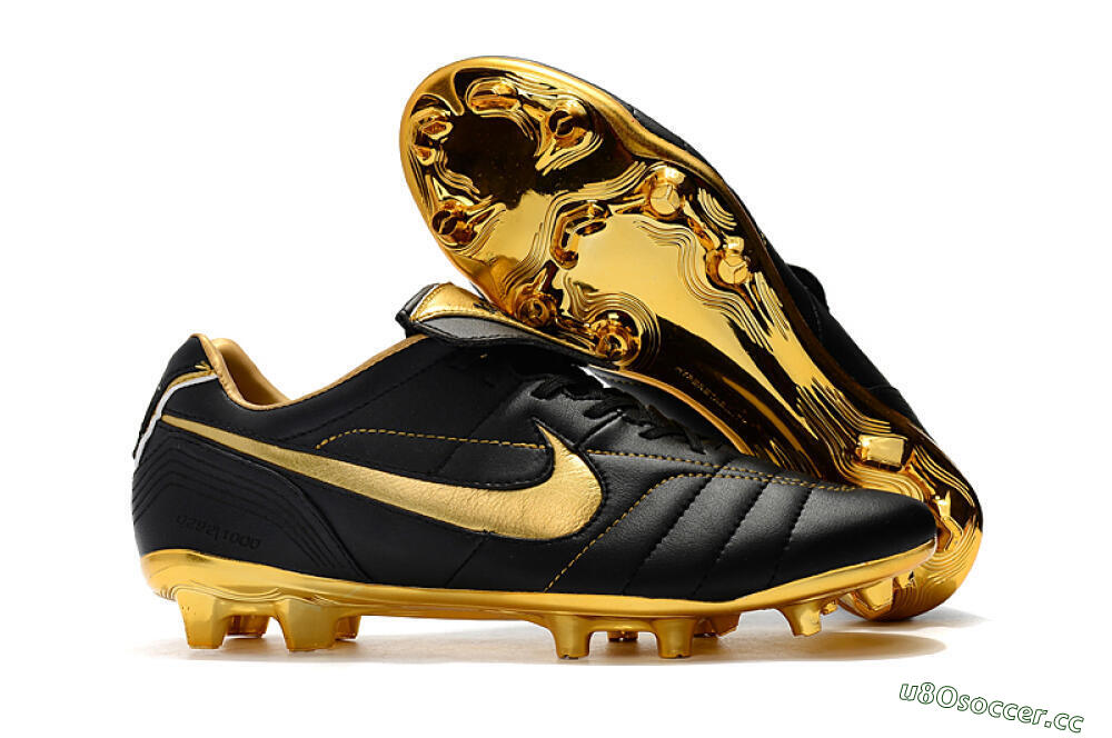 Men's Nike Tiempo Legend 7 Elite R10 FG Firm Ground Low-Tops Football Boots - Black/Gold 2