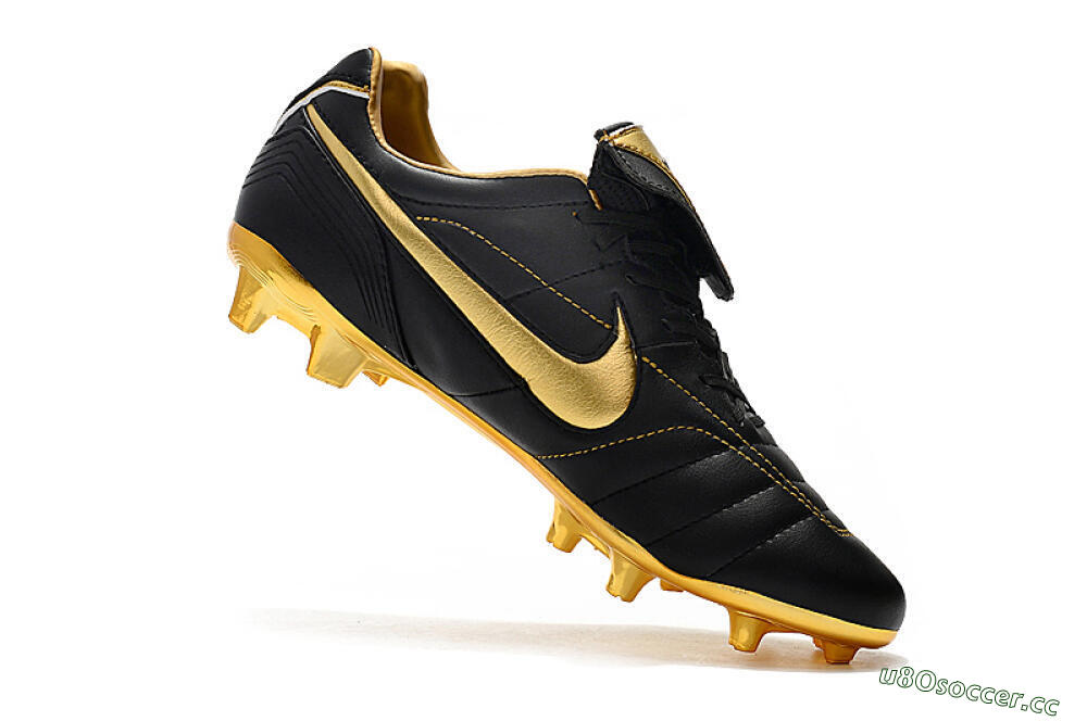 Men's Nike Tiempo Legend 7 Elite R10 FG Firm Ground Low-Tops Football Boots - Black/Gold 7
