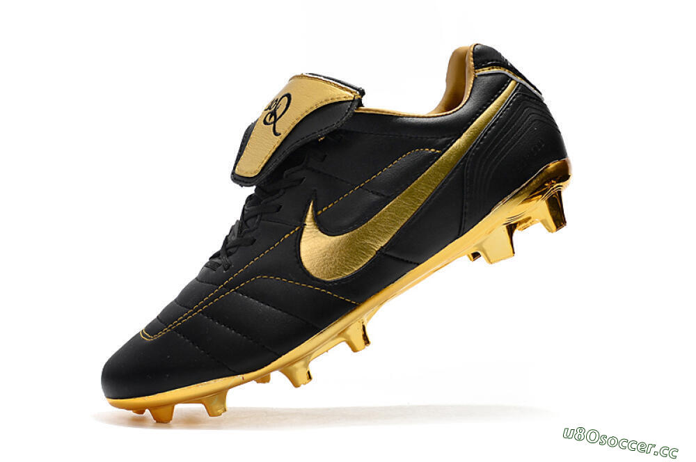 Men's Nike Tiempo Legend 7 Elite R10 FG Firm Ground Low-Tops Football Boots - Black/Gold 8