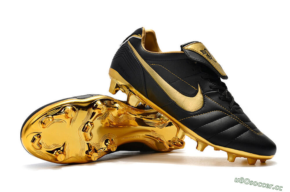 Men's Nike Tiempo Legend 7 Elite R10 FG Firm Ground Low-Tops Football Boots - Black/Gold 4