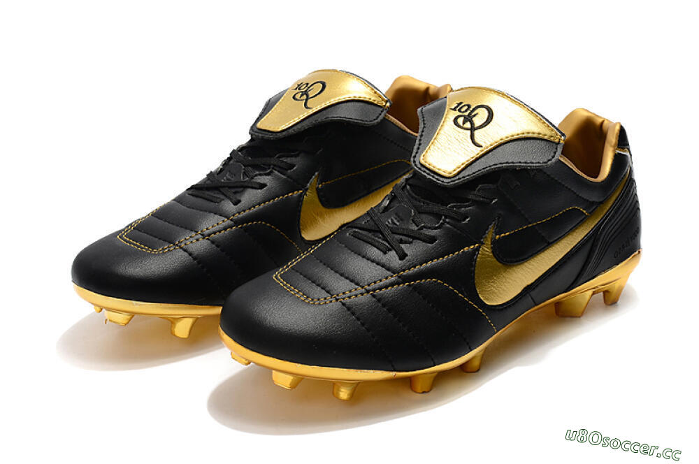 Men's Nike Tiempo Legend 7 Elite R10 FG Firm Ground Low-Tops Football Boots - Black/Gold 5