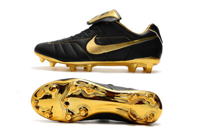 Men's Nike Tiempo Legend 7 Elite R10 FG Firm Ground Low-Tops Football Boots - Black/Gold