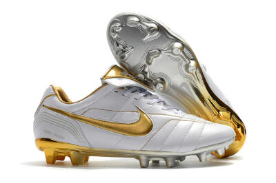 Men's Nike Tiempo Legend 7 Elite R10 FG Firm Ground Low-Tops Football Boots - White/Gold