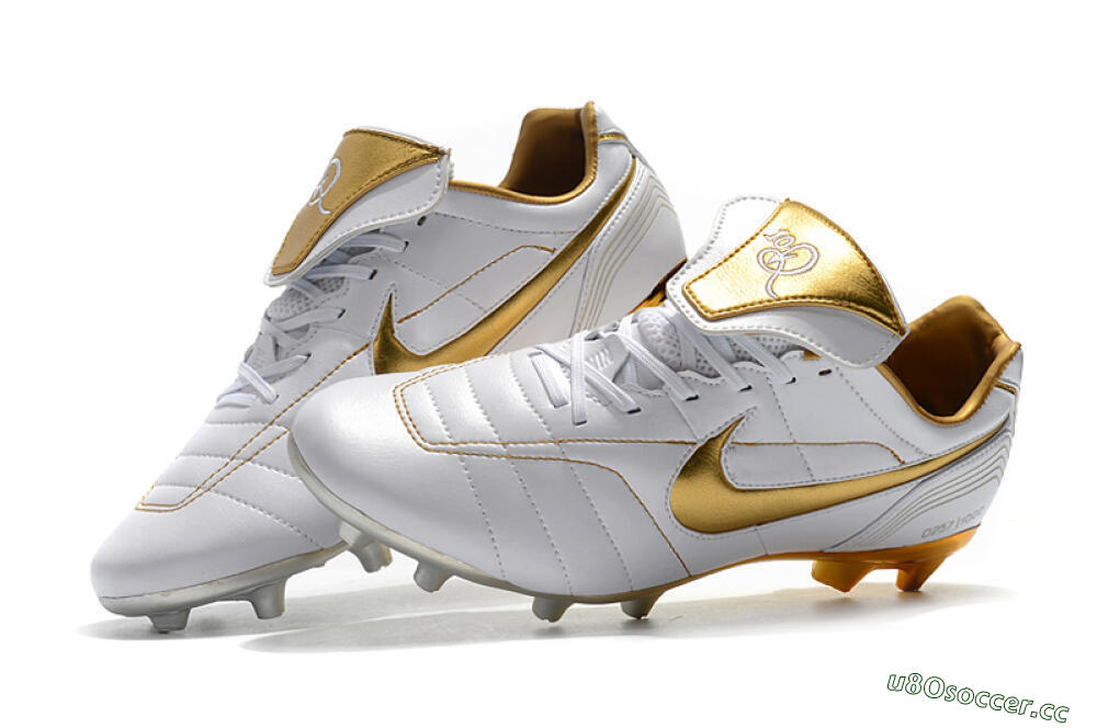 Men's Nike Tiempo Legend 7 Elite R10 FG Firm Ground Low-Tops Football Boots - White/Gold 6