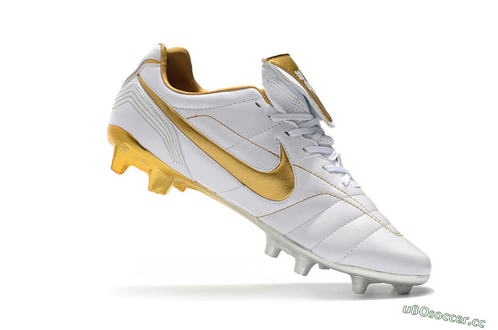 Men's Nike Tiempo Legend 7 Elite R10 FG Firm Ground Low-Tops Football Boots - White/Gold 7
