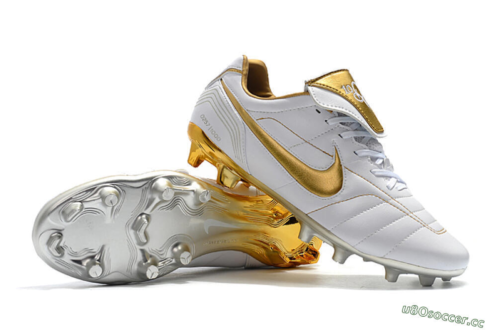 Men's Nike Tiempo Legend 7 Elite R10 FG Firm Ground Low-Tops Football Boots - White/Gold 4