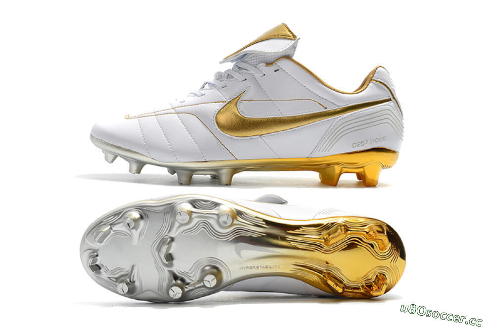 Men's Nike Tiempo Legend 7 Elite R10 FG Firm Ground Low-Tops Football Boots - White/Gold 1