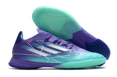Men's Adidas X Speedflow.1 IC Indoor & Futsal Low-Tops Football Shoes - Jade/Purple/White
