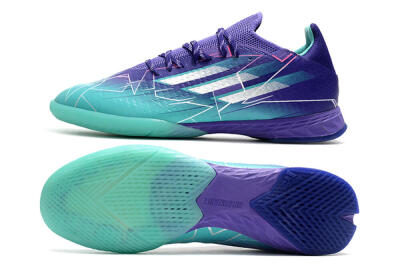 Men's Adidas X Speedflow.1 IC Indoor & Futsal Low-Tops Football Shoes - Jade/Purple/White