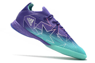 Men's Adidas X Speedflow.1 IC Indoor & Futsal Low-Tops Football Shoes - Jade/Purple/White