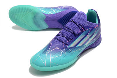 Men's Adidas X Speedflow.1 IC Indoor & Futsal Low-Tops Football Shoes - Jade/Purple/White