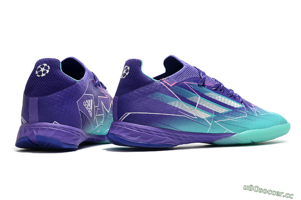 Men's Adidas X Speedflow.1 IC Indoor & Futsal Low-Tops Football Shoes - Jade/Purple/White 6