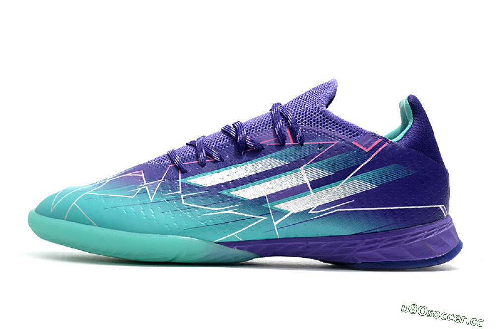 Men's Adidas X Speedflow.1 IC Indoor & Futsal Low-Tops Football Shoes - Jade/Purple/White 0
