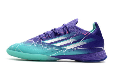 Men's Adidas X Speedflow.1 IC Indoor & Futsal Low-Tops Football Shoes - Jade/Purple/White