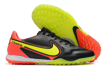 Men's Nike React Tiempo Legend 9 Pro TF Artificial Turf Low-Tops Football Shoes - Black/Yellow/Red