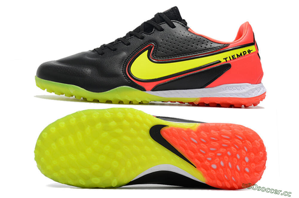 Men's Nike React Tiempo Legend 9 Pro TF Artificial Turf Low-Tops Football Shoes - Black/Yellow/Red 1