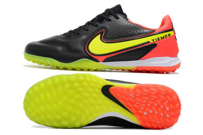 Men's Nike React Tiempo Legend 9 Pro TF Artificial Turf Low-Tops Football Shoes - Black/Yellow/Red