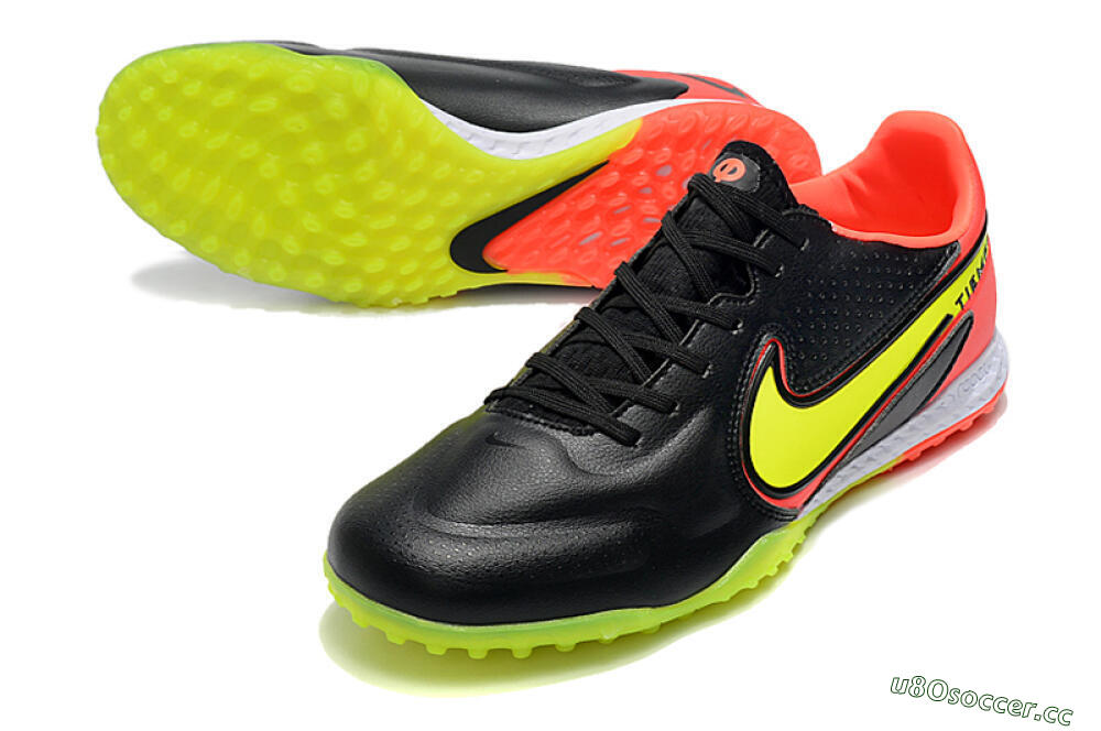 Men's Nike React Tiempo Legend 9 Pro TF Artificial Turf Low-Tops Football Shoes - Black/Yellow/Red 3