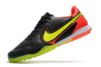 Men's Nike React Tiempo Legend 9 Pro TF Artificial Turf Low-Tops Football Shoes - Black/Yellow/Red