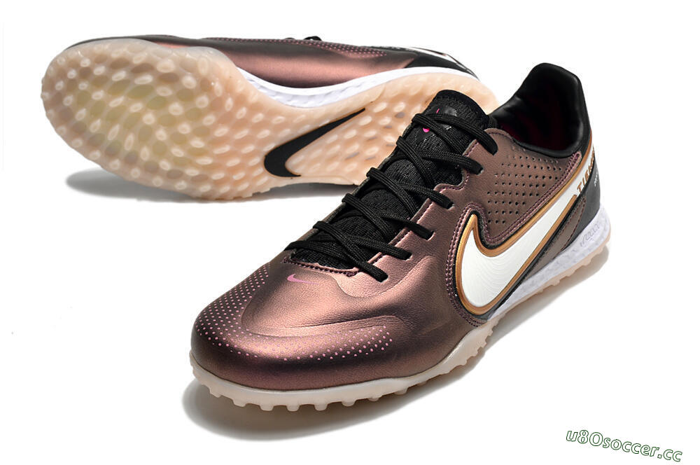 Men's Nike React Tiempo Legend 9 Pro TF Artificial Turf Low-Tops Football Shoes - Gold/White/Black 3