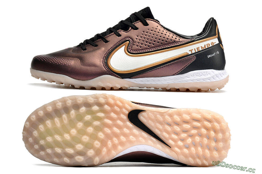 Men's Nike React Tiempo Legend 9 Pro TF Artificial Turf Low-Tops Football Shoes - Gold/White/Black 1