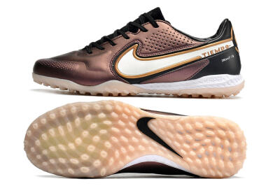 Men's Nike React Tiempo Legend 9 Pro TF Artificial Turf Low-Tops Football Shoes - Gold/White/Black