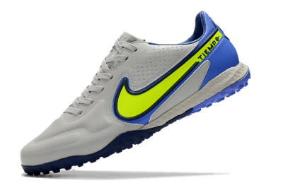 Men's Nike React Tiempo Legend 9 Pro TF Artificial Turf Low-Tops Football Shoes - Grey/Yellow/Blue